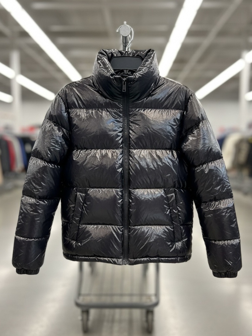 Aqua Glossy Black Puffer Jacket - Picture 2 of 3